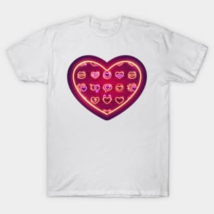 Glowing Neon Hearts Seamless Background T-Shirt